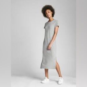 GAP Cap Sleeve Gray Shift Midi T Shirt Dress Size Small